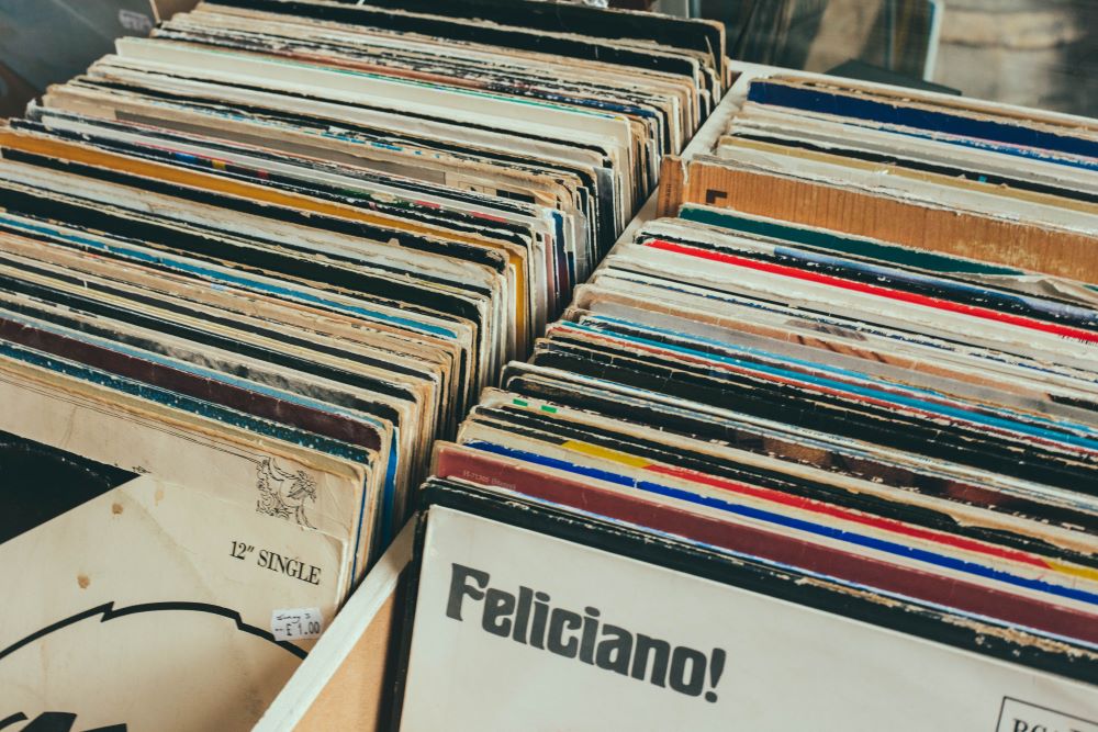 Vinyl LP's in een lade